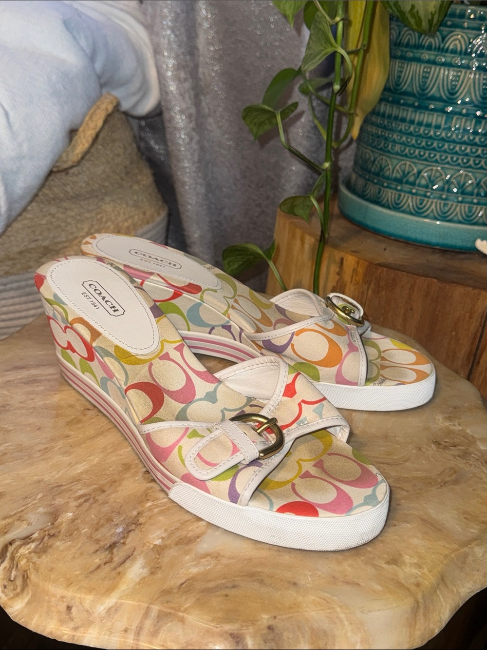 Coach Perry Vintage Y2K wedge logo sandals